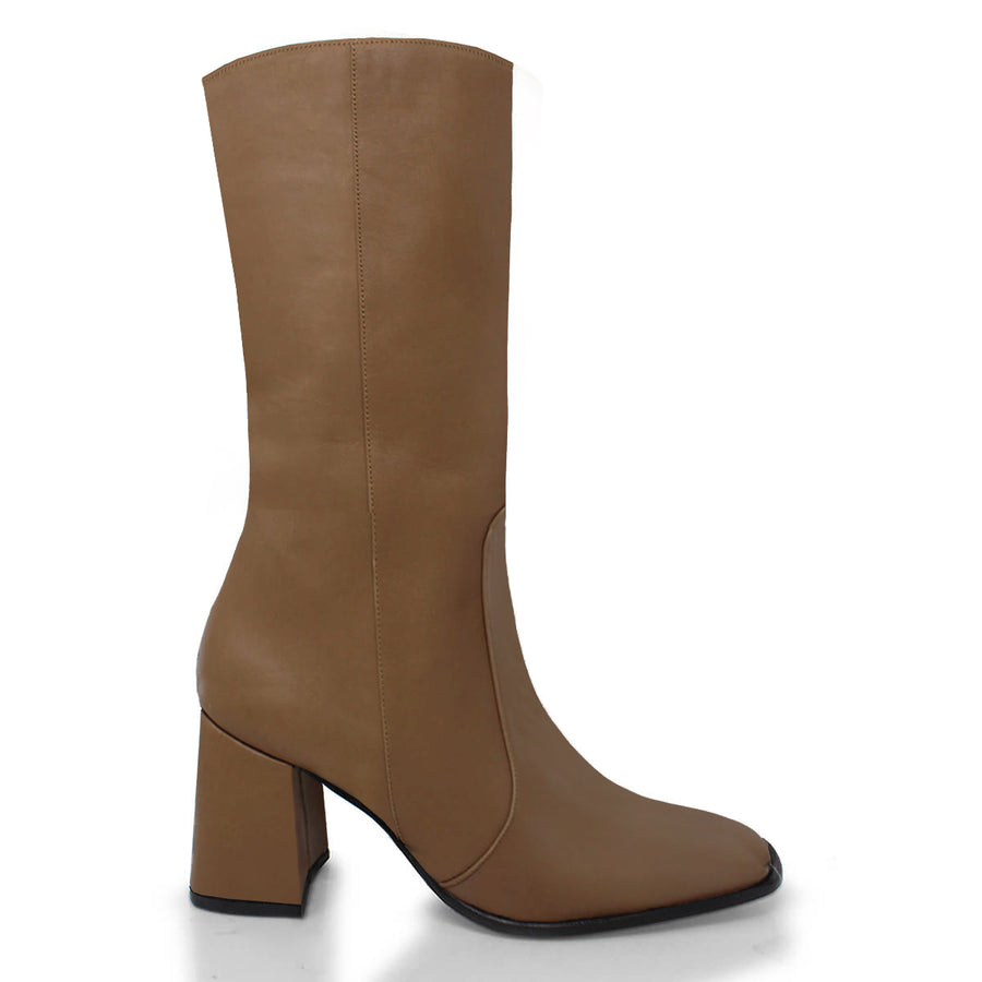 JOAN 75 - Mocha Regina Romero Zapato Bota Botin Tacon Alto Para Dama en Piel