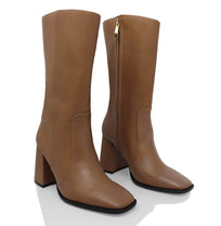 JOAN 75 - Mocha Regina Romero Zapato Bota Botin Tacon Alto Para Dama en Piel