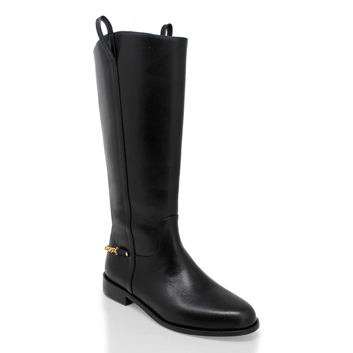 NOVA - Negro Regina Romero Zapato Bota Larga Tacon Bajo Para Dama en Piel