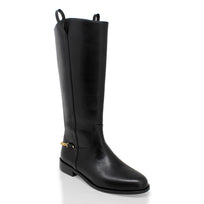 NOVA - Negro Regina Romero Zapato Bota Larga Tacon Bajo Para Dama en Piel