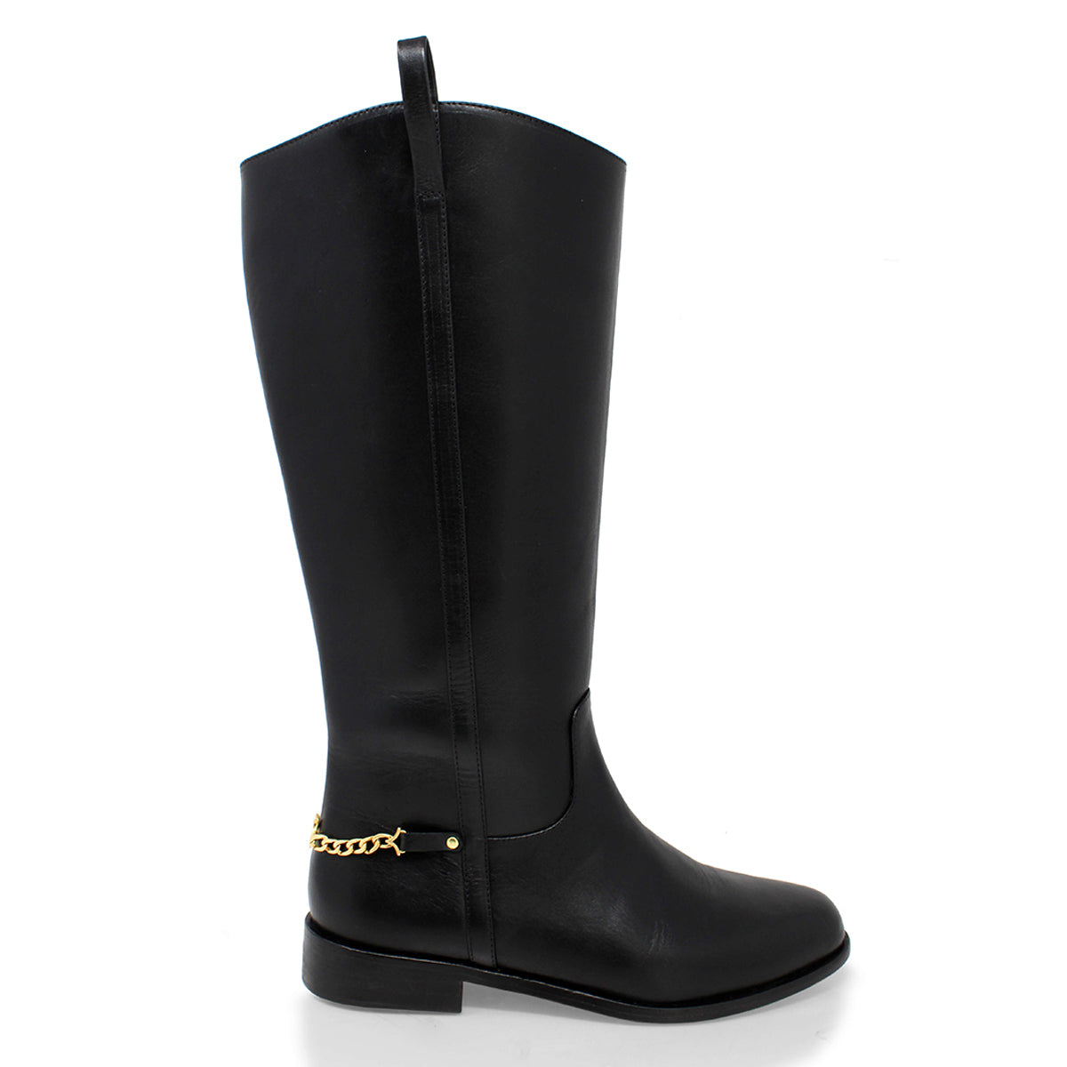 NOVA - Negro Regina Romero Zapato Bota Larga Tacon Bajo Para Dama en Piel