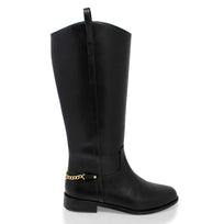 NOVA - Negro Regina Romero Zapato Bota Larga Tacon Bajo Para Dama en Piel