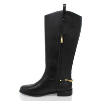 NOVA - Negro Regina Romero Zapato Bota Larga Tacon Bajo Para Dama en Piel