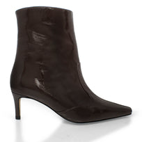 FRANCESCA 60 - Charol Cafe Regina Romero Zapato Bota Botin Tacon Bajo Para Dama en Piel