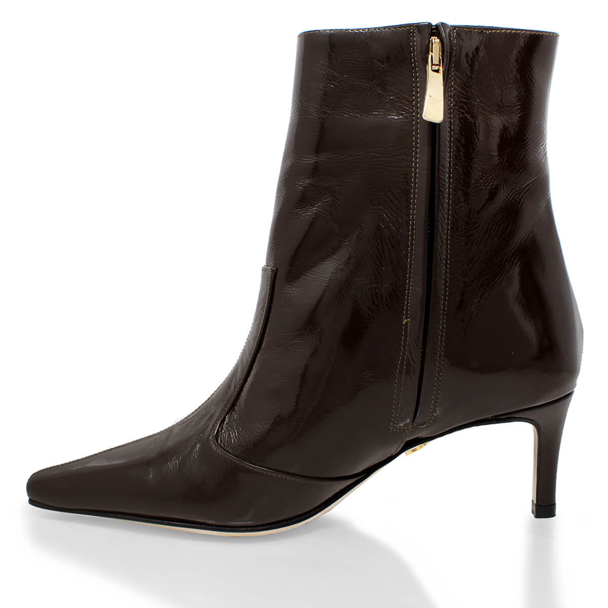 FRANCESCA 60 - Charol Cafe Regina Romero Zapato Bota Botin Tacon Bajo Para Dama en Piel