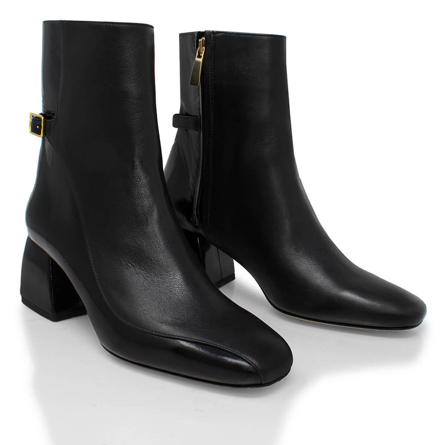 TRIANA 50 - Negro Regina Romero Zapato Bota Botin Tacon Bajo Para Dama en Piel