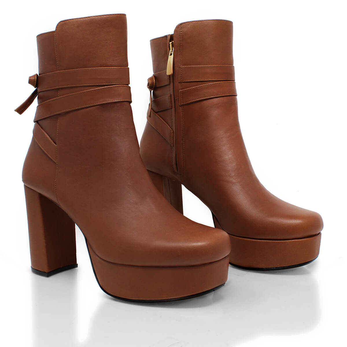 ZELDA 95 - Avellana Regina Romero Zapato Bota Botin Plataforma Tacon Alto Para Dama en Piel