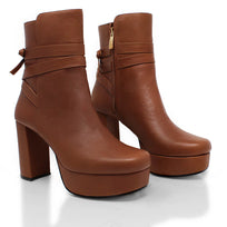 ZELDA 95 - Avellana Regina Romero Zapato Bota Botin Plataforma Tacon Alto Para Dama en Piel