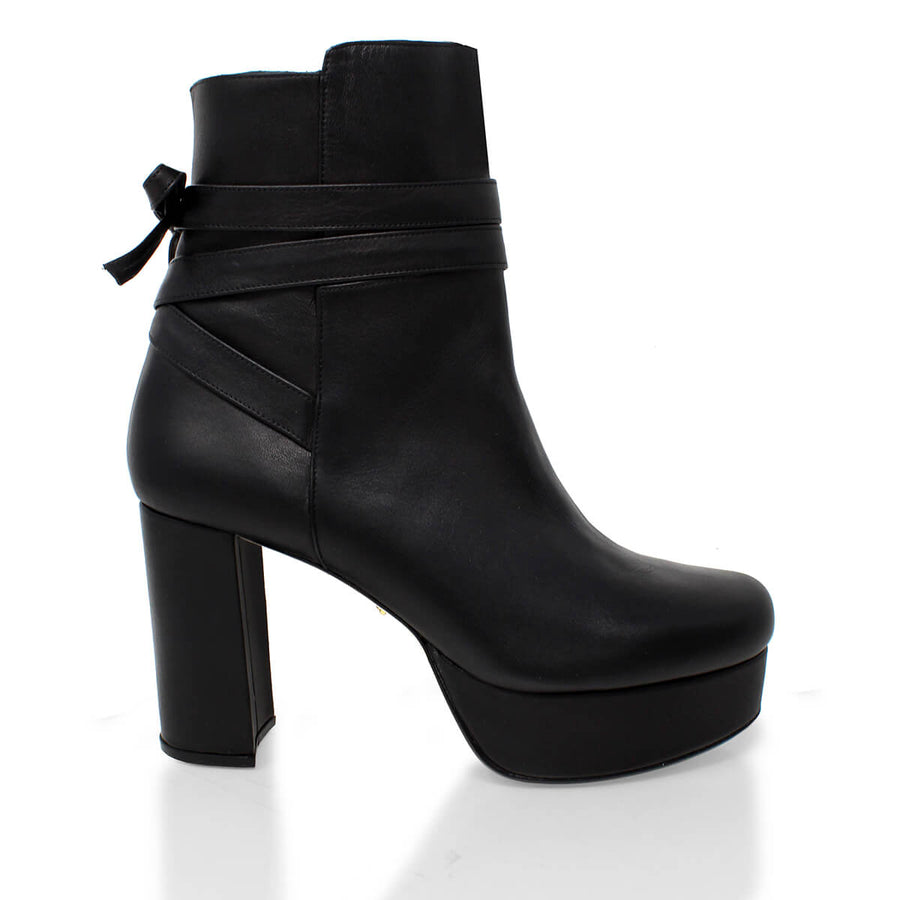 ZELDA 95 - Negro Regina Romero Zapato Bota Botin Plataforma Tacon Alto Para Dama en Piel