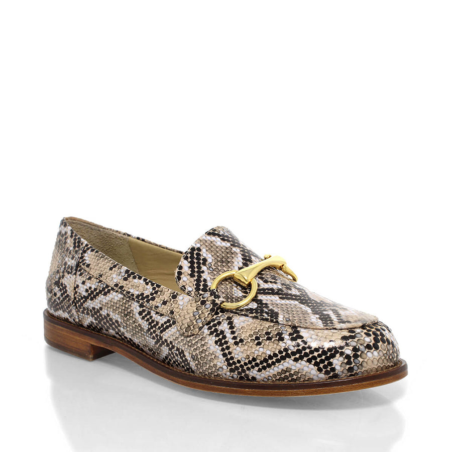JUDY - Beige Regina Romero Women's Flat Moccasin Shoe in Leather