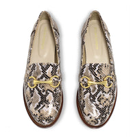 JUDY - Beige Regina Romero Women's Flat Moccasin Shoe in Leather