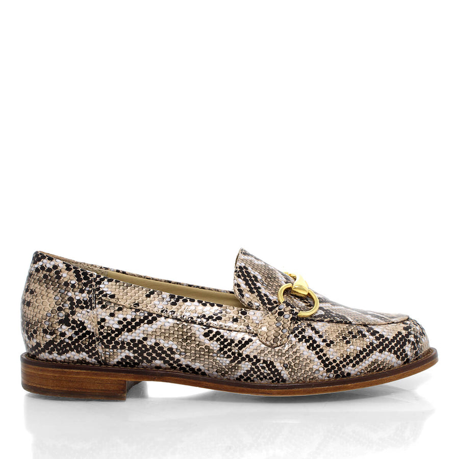 JUDY - Beige Regina Romero Women's Flat Moccasin Shoe in Leather