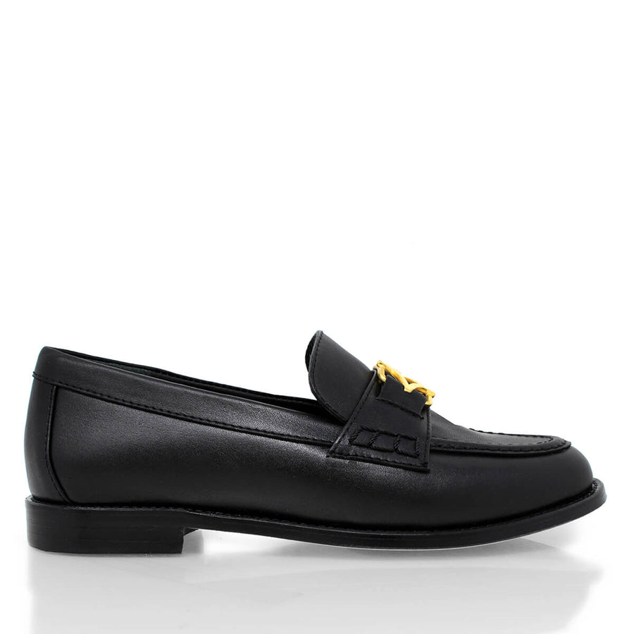 KATY - Negro Regina Romero Zapato Mocasin de Piso Para Dama en Piel