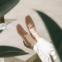 NELLY - Capuccino Regina Romero Zapato Mocasin de Piso Para Dama en Piel