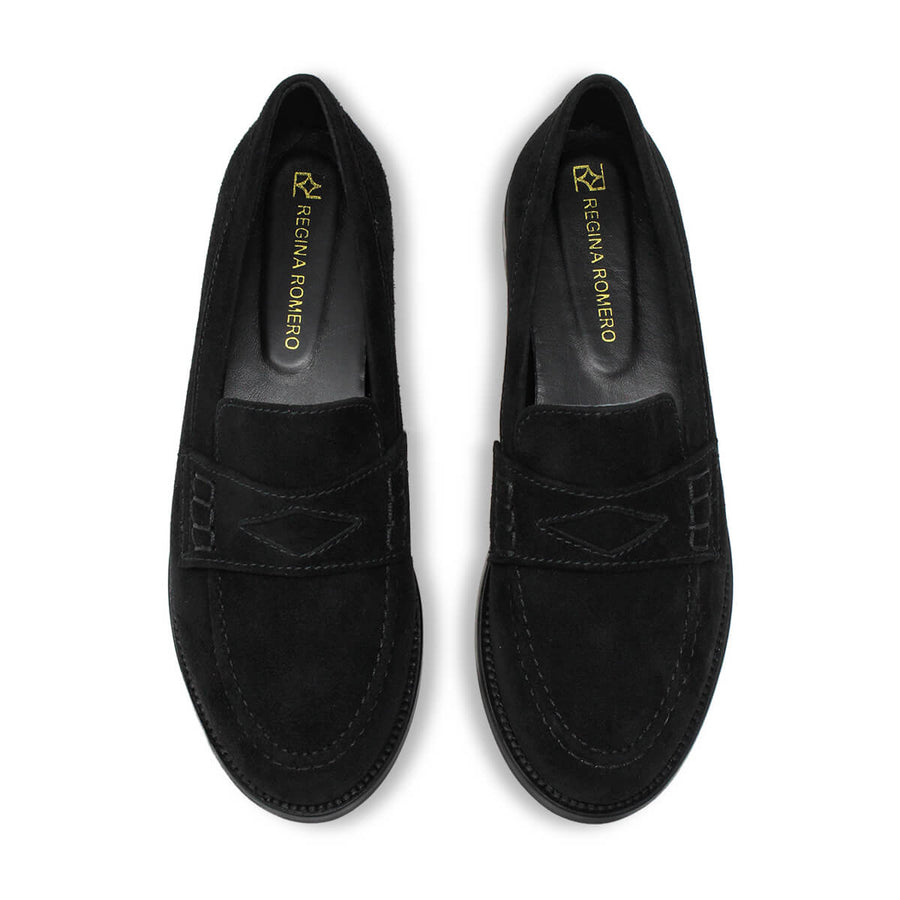 PENNY - Ante Negro Regina Romero Zapato Mocasin de Piso Para Dama en Piel