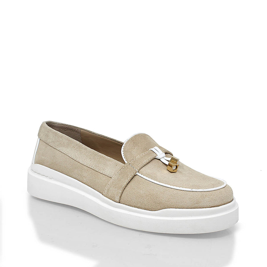 PORTOFINO - Beige Regina Romero Zapato Tenis Urbano Sport Para Dama en Piel