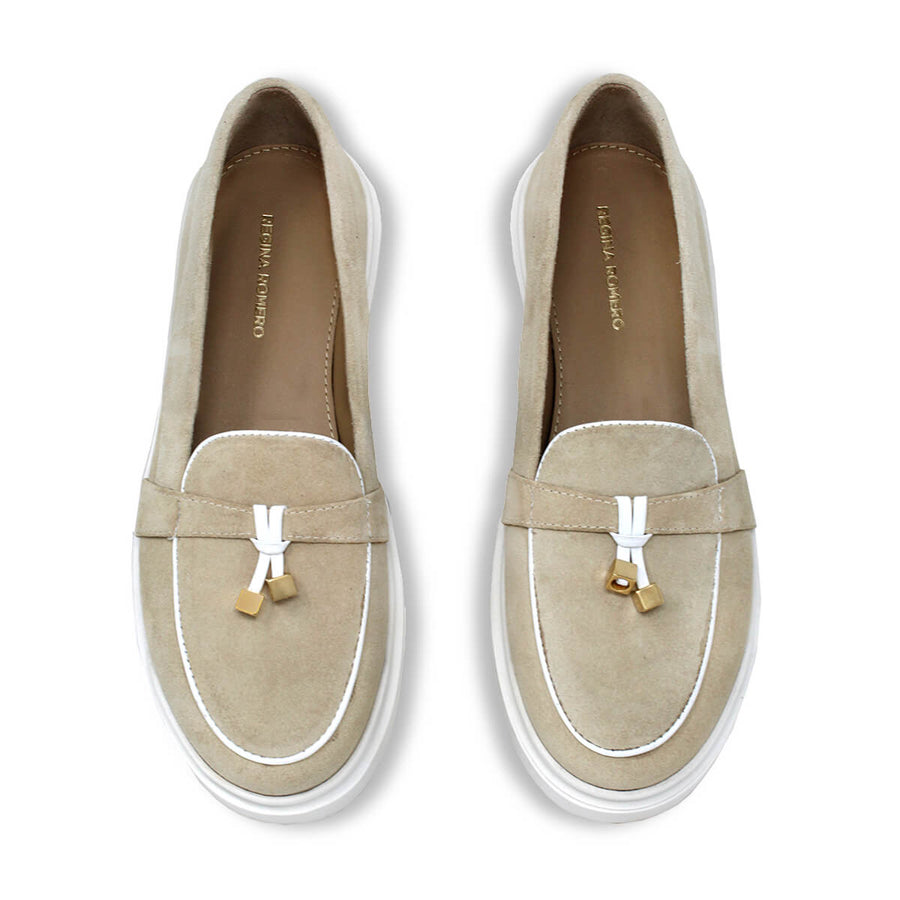 PORTOFINO - Beige Regina Romero Zapato Tenis Urbano Sport Para Dama en Piel