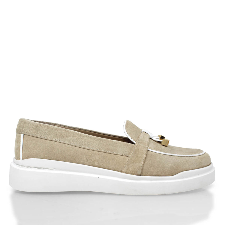 PORTOFINO - Beige Regina Romero Zapato Tenis Urbano Sport Para Dama en Piel