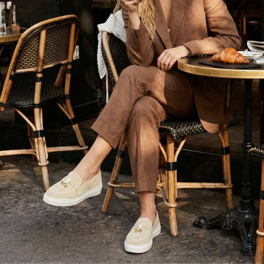 PORTOFINO - Beige Regina Romero Zapato Tenis Urbano Sport Para Dama en Piel