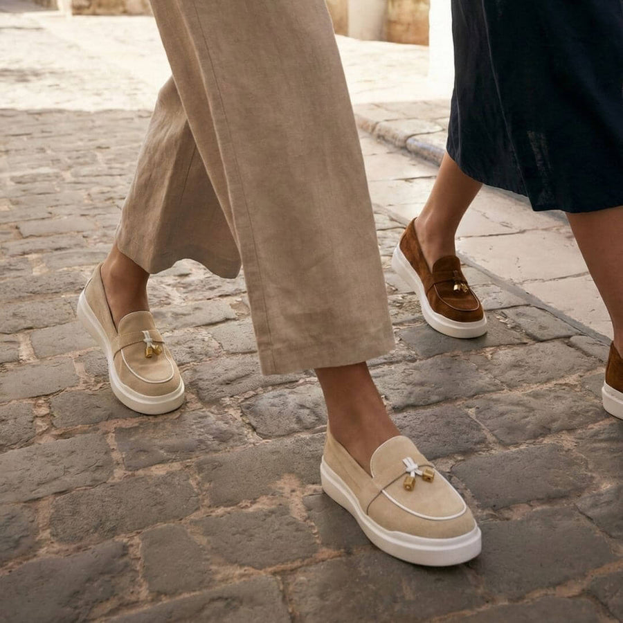 PORTOFINO - Beige Regina Romero Zapato Tenis Urbano Sport Para Dama en Piel