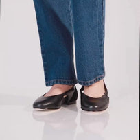 ARACELI - Negro Regina Romero Zapato Flat Balerina de Piso Para Dama en Piel