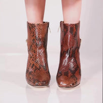 TRIANA 50 - Miel Regina Romero Zapato Bota Botin Tacon Bajo Para Dama en Piel