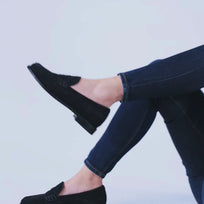ALBERTA - Black Regina Romero Leather Flat Moccasin for Lady