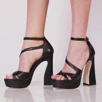 FILIPA 125 - Negro Regina Romero Zapato Sandalia Plataforma Tacon Alto Para Dama en Piel