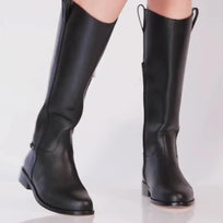 NOVA - Negro Regina Romero Zapato Bota Larga Tacon Bajo Para Dama en Piel