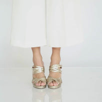 MINERVA 105 - Champagne Regina Romero Zapato Zapatilla Tacon Alto Para Dama en Piel