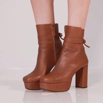 ZELDA 95 - Avellana Regina Romero Zapato Bota Botin Plataforma Tacon Alto Para Dama en Piel