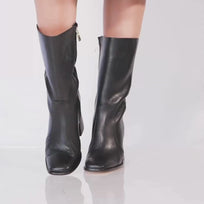 JOAN 75 - Negro Regina Romero Zapato Bota Botin Tacon Alto Para Dama en Piel