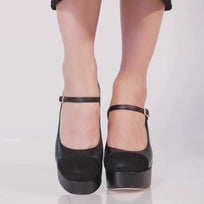 ROCHA 95 - Negro Regina Romero Zapato Plataforma Tacon Alto Para Dama en Piel