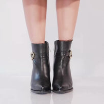 AUSTIN 60 - Negro Regina Romero Zapato Bota Botin Tacon Bajo Para Dama en Piel