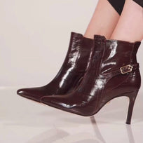 TIZIANA 85 - Vino Regina Romero Zapato Bota Botin Tacon Alto Para Dama en Piel