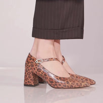 BRENTA 55 - Miel Print Regina Romero Zapato Zapatilla Tacon Bajo Para Dama en Piel