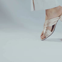 LINDA 55 - Champagne Regina Romero Low Heel Sandal Slipper Shoe for Women in Leather