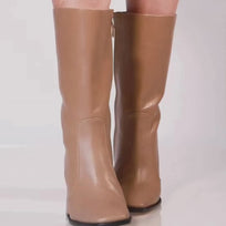 JOAN 75 - Mocha Regina Romero Zapato Bota Botin Tacon Alto Para Dama en Piel