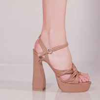 THALIA CON PULSERA 125 - Mocha Regina Romero Zapato Sandalia Plataforma Tacon Alto Para Dama en Piel