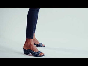 MIAMI 55 - Blue Regina Romero Low Heel Sandal Shoe for Women in Leather