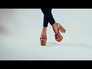 ERIN 150 - Miel Regina Romero Zapato Sandalia Plataforma Tacon Alto Para Dama en Piel
