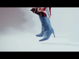 MITZY 75 - Denim Regina Romero Long High Heel Boot Shoe for Women