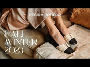 GINNY - Negro Regina Romero Zapato Flat Balerina de Piso Para Dama en Piel