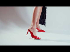 COSMO 80 - Geranium Red Patent Leather Regina Romero High Heel Sneaker Shoe for Women in Leather