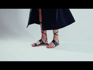 ASHA - Negro Regina Romero Resort Zapato Sandalia de Piso para Dama en Piel