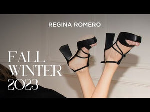 CALIPSO 95 - Negro Regina Romero Zapato Sandalia Plataforma Tacon Alto Para Dama en Piel