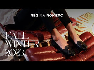 POLINA - Negro Regina Romero Zapato Flat Balerina de Piso Para Dama en Piel