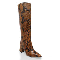 BROOKLYN 75 - Miel Regina Romero Zapato Bota Larga Tacon Alto Para Dama en Piel