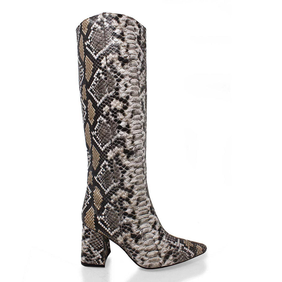 BROOKLYN 75 - Beige Regina Romero Zapato Bota Larga Tacon Alto Para Dama en Piel