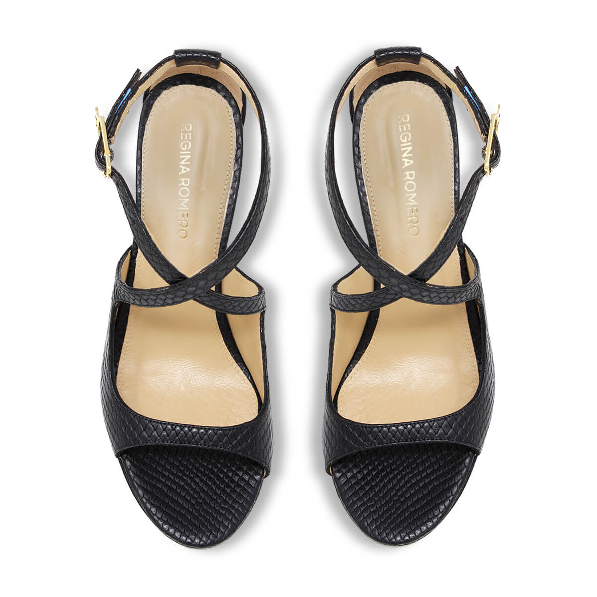 ADELA 85 - Negro Regina Romero Zapato Sandalia Zapatilla Tacon Alto Para Dama en Piel